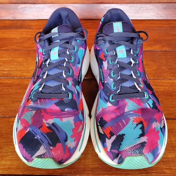 Brooks Ghost 15 Shoes Women 9.5 Purple Pink Camo Running Sneakers - Picture 4 of 7